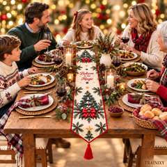 Christmas Diamond Painting Table Runner Kit – Festive DIY Holiday Tabletop Decor with Tassels