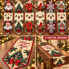 Christmas Diamond Painting Table Runner Kit – Festive DIY Holiday Tabletop Decor with Tassels