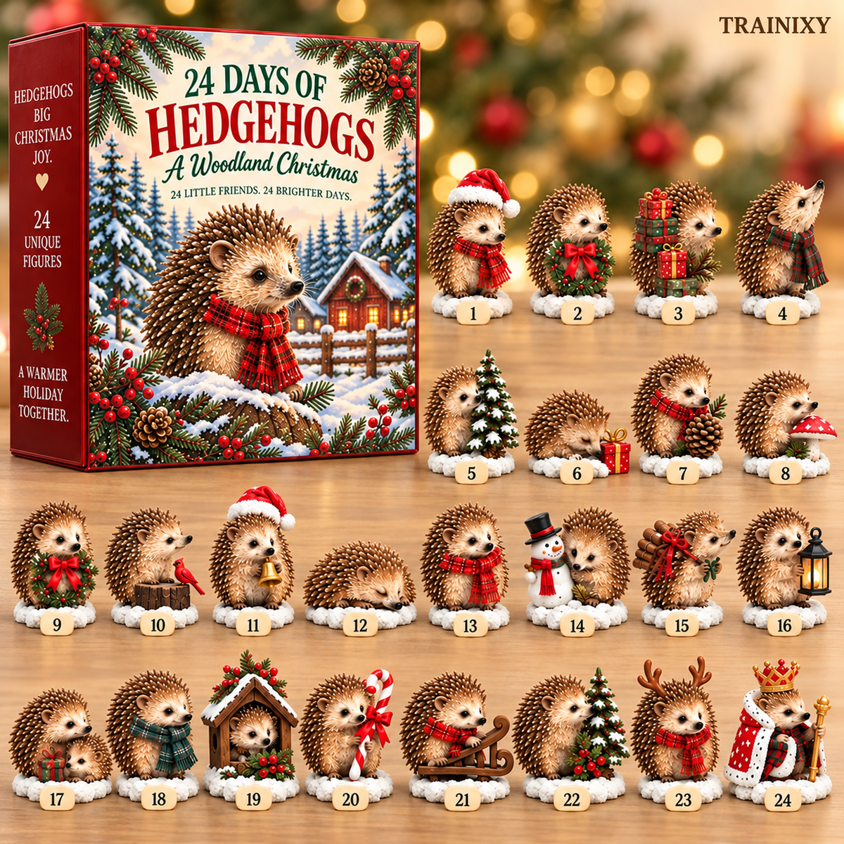 24 Days Woodland Hedgehog Advent Calendar 2026 | Christmas Countdown Ornament Set