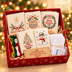 Christmas Hand Embroidery Card Kit – 5-Pack Beginner Friendly DIY Craft