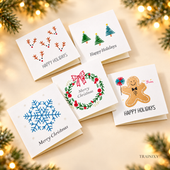 Christmas Hand Embroidery Card Kit – 5-Pack Beginner Friendly DIY Craft
