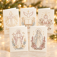 Christmas Hand Embroidery Card Kit – 5-Pack Beginner Friendly DIY Craft