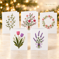 Christmas Hand Embroidery Card Kit – 5-Pack Beginner Friendly DIY Craft