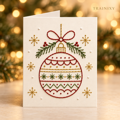 Christmas Hand Embroidery Card Kit – 5-Pack Beginner Friendly DIY Craft