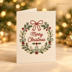 Christmas Hand Embroidery Card Kit – 5-Pack Beginner Friendly DIY Craft