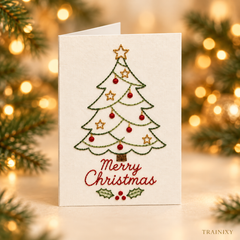 Christmas Hand Embroidery Card Kit – 5-Pack Beginner Friendly DIY Craft