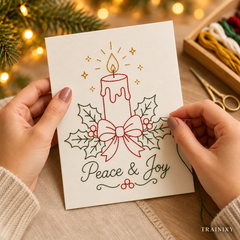 Christmas Hand Embroidery Card Kit – 5-Pack Beginner Friendly DIY Craft