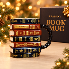 Hand-Glazed 3D Vintage Book Stack Mug