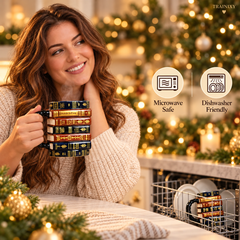 Hand-Glazed 3D Vintage Book Stack Mug