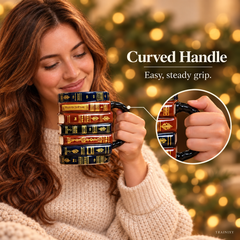 Hand-Glazed 3D Vintage Book Stack Mug