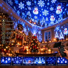 Magical Holiday Room Projector Light – 15+ Dynamic Christmas Scenes with Remote