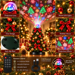 Magical Holiday Room Projector Light – 15+ Dynamic Christmas Scenes with Remote