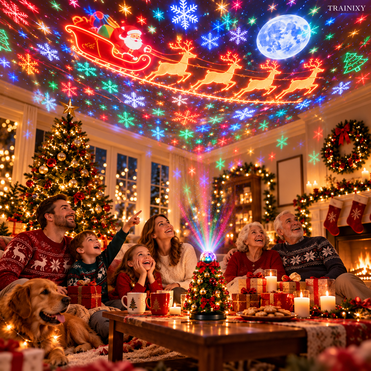 Magical Holiday Room Projector Light – 15+ Dynamic Christmas Scenes with Remote