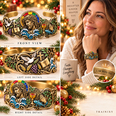 "I Am With You" Jesus Cuff Bracelet – Antique Bronze Faith Jewelry for Men & Women