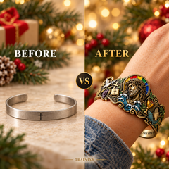 "I Am With You" Jesus Cuff Bracelet – Antique Bronze Faith Jewelry for Men & Women