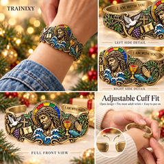 "I Am With You" Jesus Cuff Bracelet – Antique Bronze Faith Jewelry for Men & Women