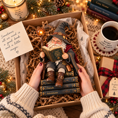 The Wandering Scholar Gnome – 3D Effect Acrylic Standee & Bookshelf Decor