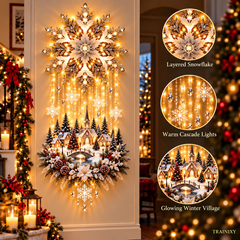 LED Lighted Christmas Village Snowflake Wall Hanging