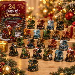 Dragon Advent Calendar – 24-Piece 2D Acrylic Christmas Ornaments with 3D Visual Effect