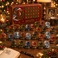 Dragon Advent Calendar – 24-Piece 2D Acrylic Christmas Ornaments with 3D Visual Effect