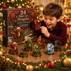 Dragon Advent Calendar – 24-Piece 2D Acrylic Christmas Ornaments with 3D Visual Effect