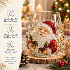 Handcrafted 3D Holiday Glassware – Festive Drinking Cup