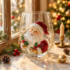 Handcrafted 3D Holiday Glassware – Festive Drinking Cup
