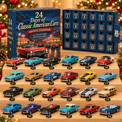 Classic American Cars Advent Calendar – 24 Pcs Acrylic Christmas Tree Ornaments