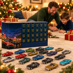Classic American Cars Advent Calendar – 24 Pcs Acrylic Christmas Tree Ornaments