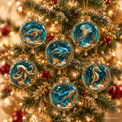Ocean Wonders Coastal Christmas Ornaments – Sea Life Tree Decor