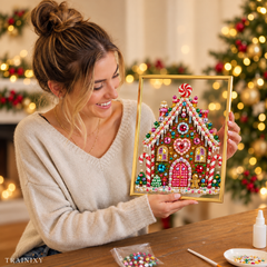 DIY Jeweled Christmas Tree Art Kit – Sparkling Gem & Pearl Craft with Floating Frame