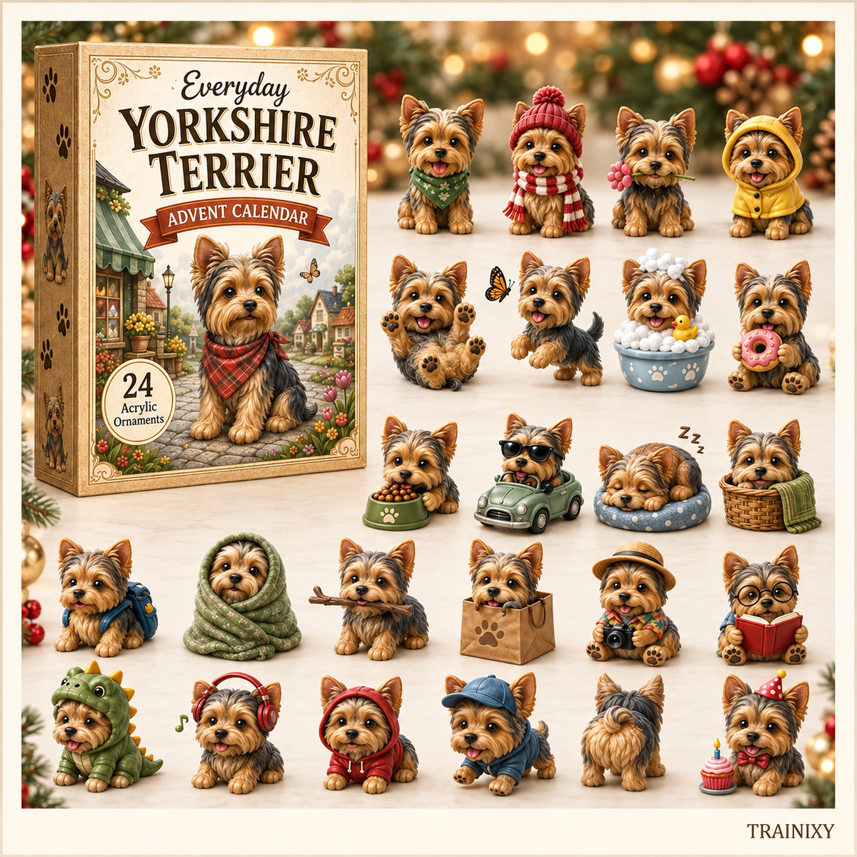 Yorkshire Terrier Advent Calendar 2026 – 24 Unique Yorkie Ornaments