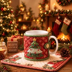 DIY Christmas Mug Cozy Sewing Kit - Handmade Holiday Coffee Sleeve Craft