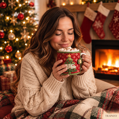 DIY Christmas Mug Cozy Sewing Kit - Handmade Holiday Coffee Sleeve Craft