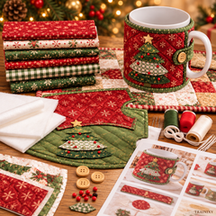 DIY Christmas Mug Cozy Sewing Kit - Handmade Holiday Coffee Sleeve Craft