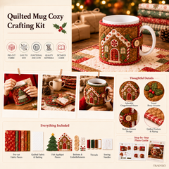 DIY Christmas Mug Cozy Sewing Kit - Handmade Holiday Coffee Sleeve Craft