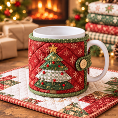 DIY Christmas Mug Cozy Sewing Kit - Handmade Holiday Coffee Sleeve Craft