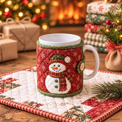 DIY Christmas Mug Cozy Sewing Kit - Handmade Holiday Coffee Sleeve Craft
