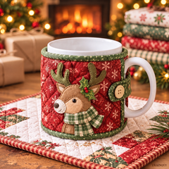 DIY Christmas Mug Cozy Sewing Kit - Handmade Holiday Coffee Sleeve Craft