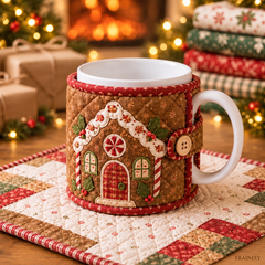 DIY Christmas Mug Cozy Sewing Kit - Handmade Holiday Coffee Sleeve Craft