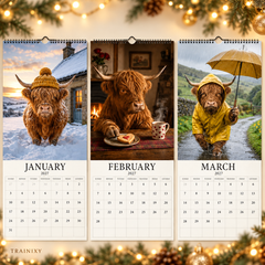 2027 Grumpy Highland Cows Wall Calendar