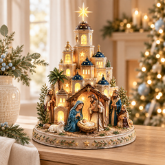 Illuminated Bethlehem Nativity Church Figurine – Lighted Christmas Home Decor