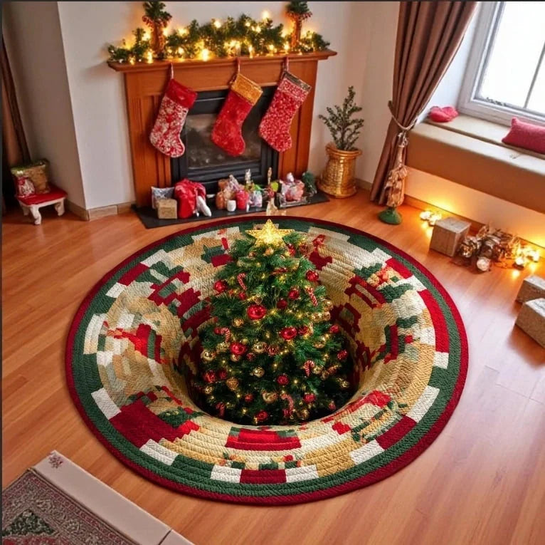3D Christmas Gnome Optical Illusion Round Rug | Fun Festive Home Decor Must‐Have