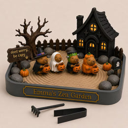 Personalized Capybara Halloween Zen Garden