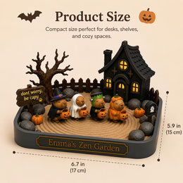 Personalized Capybara Halloween Zen Garden