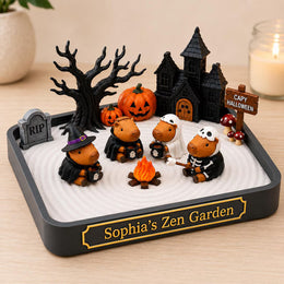Personalized Capybara Halloween Zen Garden