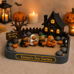 Personalized Capybara Halloween Zen Garden