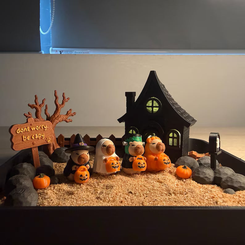 Personalized Capybara Halloween Zen Garden
