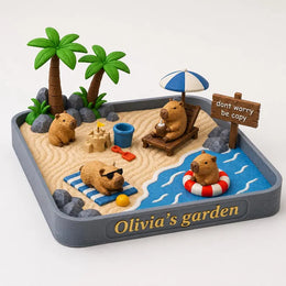 Personalized Capybara Halloween Zen Garden