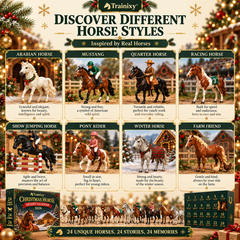 24-Day Holiday Horse Advent Calendar – Collectible Horse Figures Gift for Kids & Horse Lovers